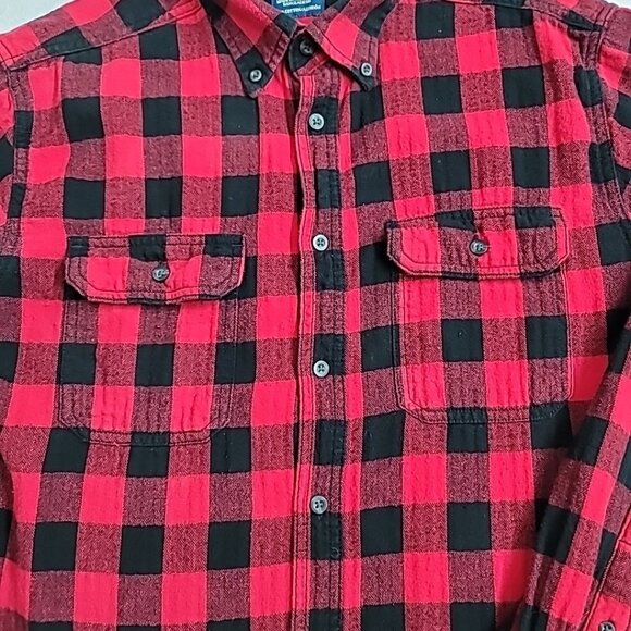 Faded Glory Mens Buffalo Plaid Flannel Shirt Long Sleeve Red & Black Size Med - Picture 4 of 12